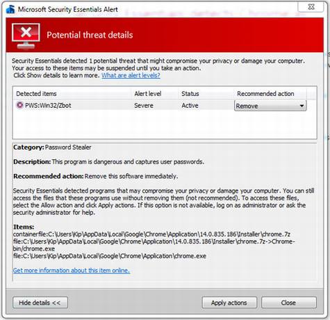 微软安全软件误报谷歌浏览器为病毒