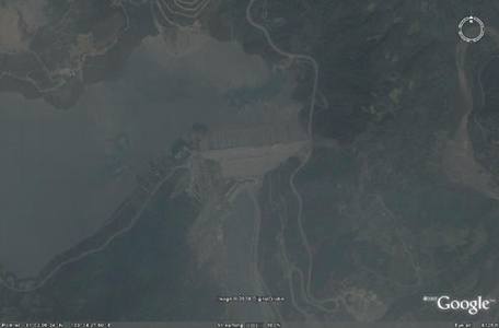 都江堰紫坪铺水坝的Google Earth卫星地图地标