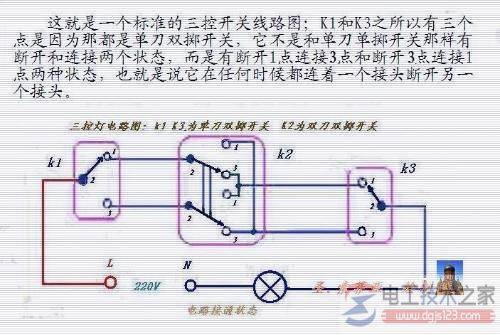 【多图】一灯三控开关接线图