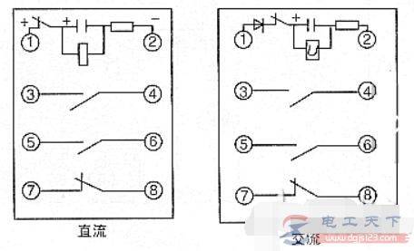 8脚dc24v继电器接线示意图,8脚继电器接线原理图