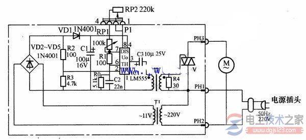 家用吸尘器控制电路原理图及功能说明
