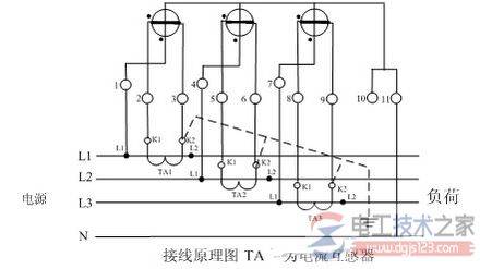 三相电度表经电流互感器接线原理图与接线方法