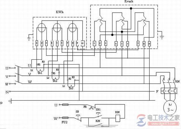 有功与无功电度表接线图