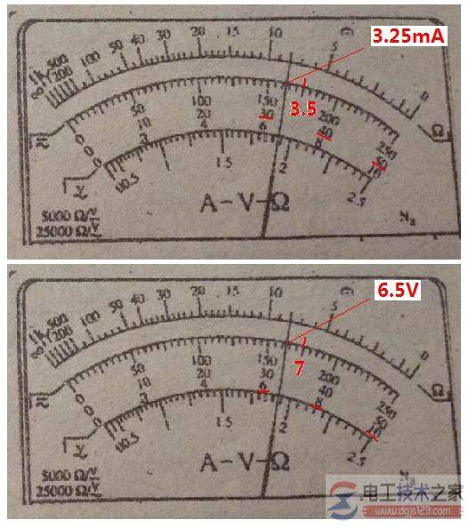 多用电表如何看电流电压读数?